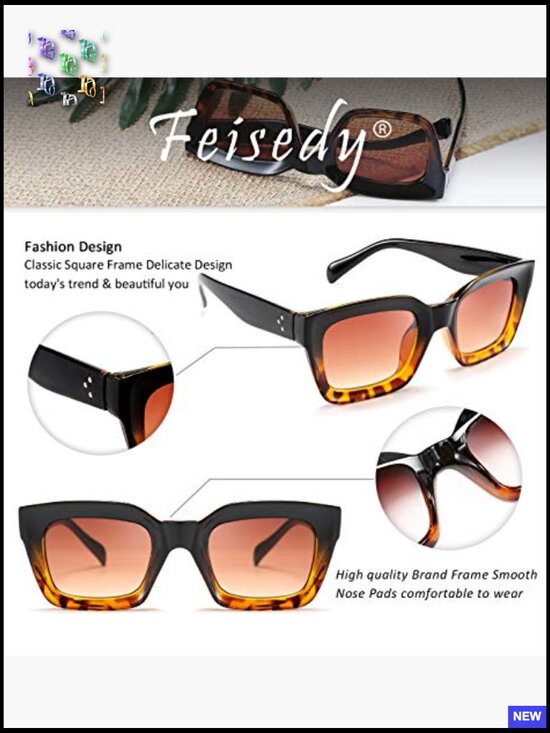 Chunky Square Sunglasses UV400 Retro Vintage Thick Frame Trendy Sun Glasses